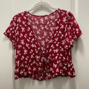 Tie Front Slight Crop Top